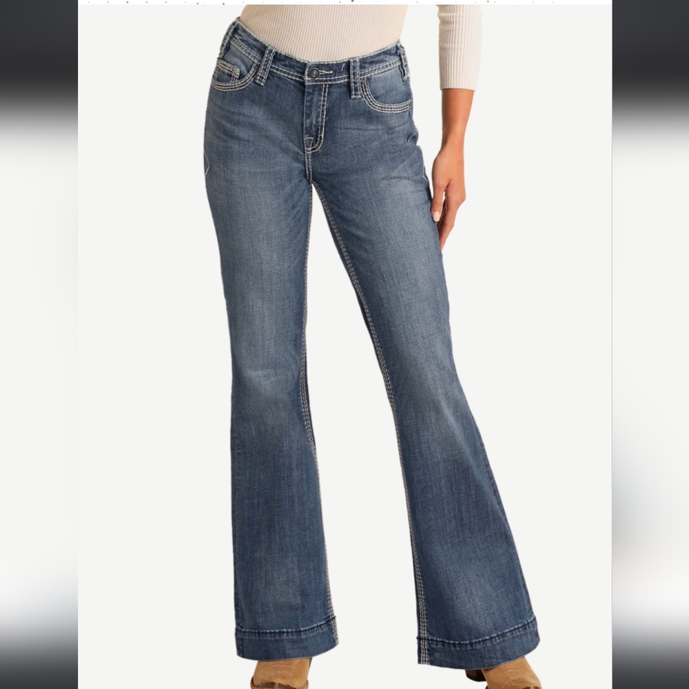 Rock And Roll Denim Mid Rise Trouser W28 L34